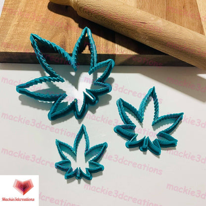 Cannabis Marijuana Leaf Weed 420 Cookie Cutter & Stamp Embosser Set