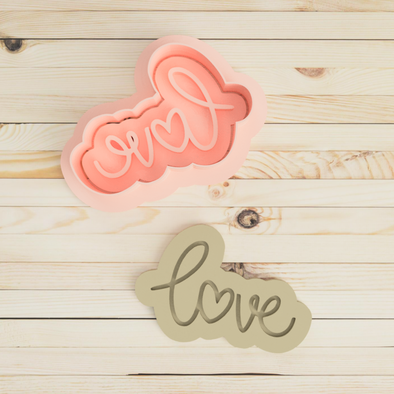 Love Word Cookie Cutter and Embosser Stamp Set for Valentine's Day