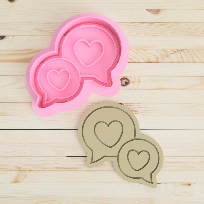 Hearts in Speech Bubble Cookie Cutter and Embosser Stamp Set Valentine's Day