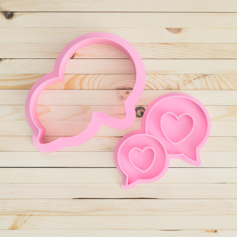 Hearts in Speech Bubble Cookie Cutter and Embosser Stamp Set Valentine's Day