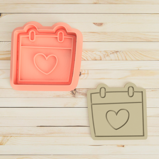 Heart calendar Cookie Cutter and Embosser Stamp Set Valentine's Day