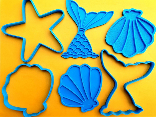 MERMAID TAIL SET Cookie Cutter & Embosser Stamps Set Fantasy