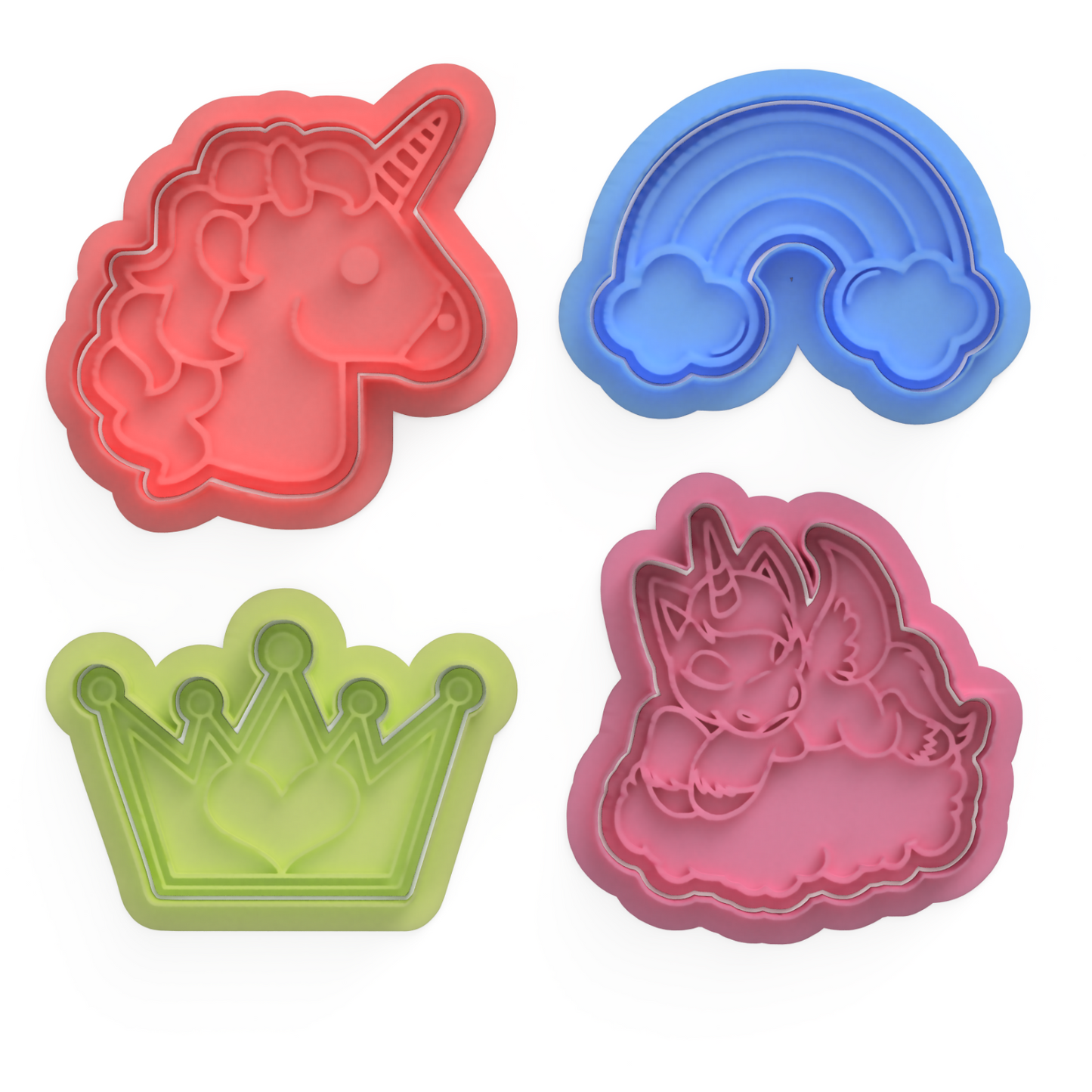 Unicorns Rainbow Crown Cookie Cutter and Embosser Stamp Fantasy &mythical