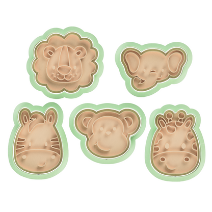 JUNGLE ANIMALS Cookie Cutters Biscuit Fondant Baking Cake Embosser Set