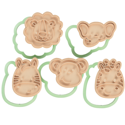 JUNGLE ANIMALS Cookie Cutters Biscuit Fondant Baking Cake Embosser Set