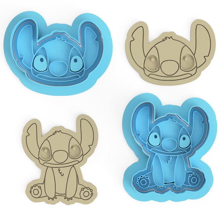 Stitch Face & Stitch Sitting Cookie Cutter & Embosser Set – Lilo & Stitch Inspired Duo