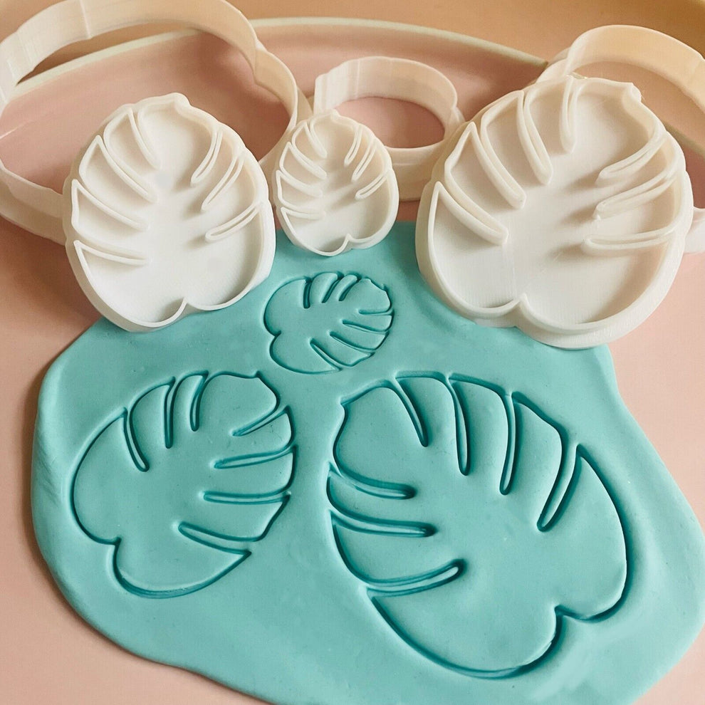 Palm Leaf Monstera set of 3 leaf Cookie Cutters Fondant Cutter Embosse ...