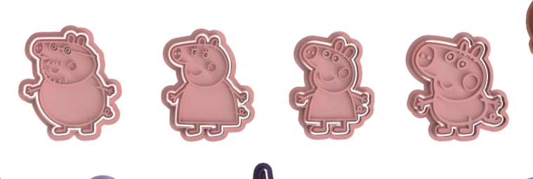 Piggy Family Cookie Cutter & Embosser Stamps Set Kids TV Movie Gaming