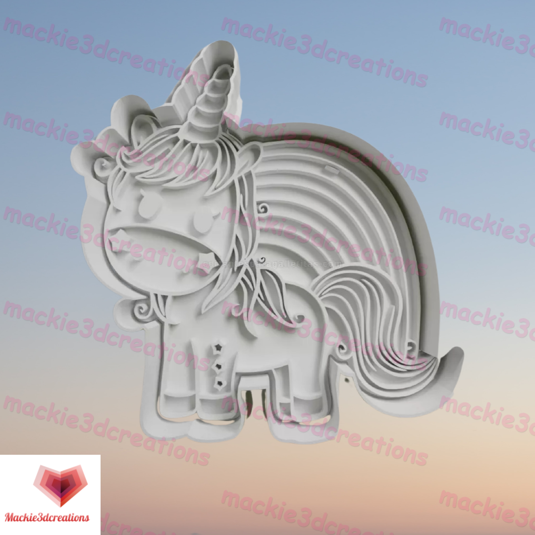 Unicorns and Rainbow Set Cookie Cutter and Embosser Stamp Fantasy & mythical