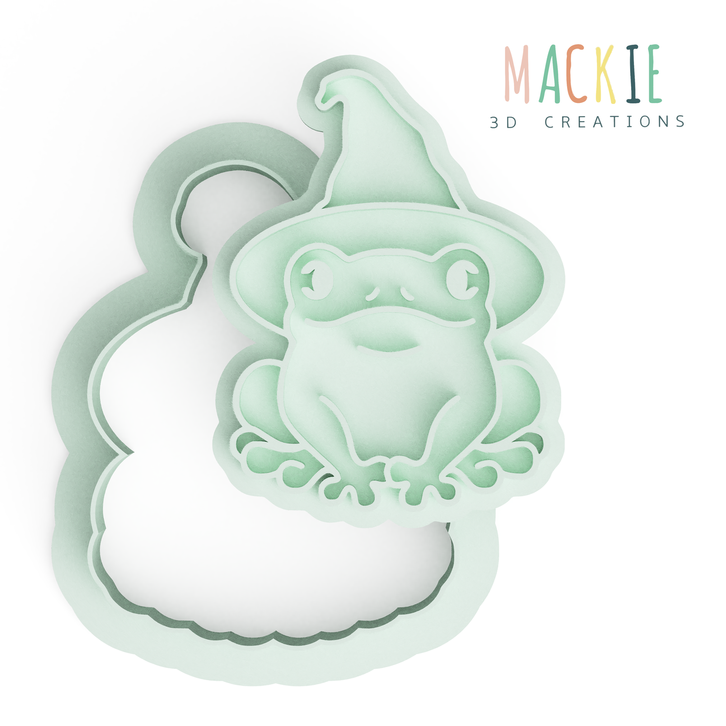 Frog in Witch Hat Cookie Cutter & Stamp Set - Spooky Halloween Baking