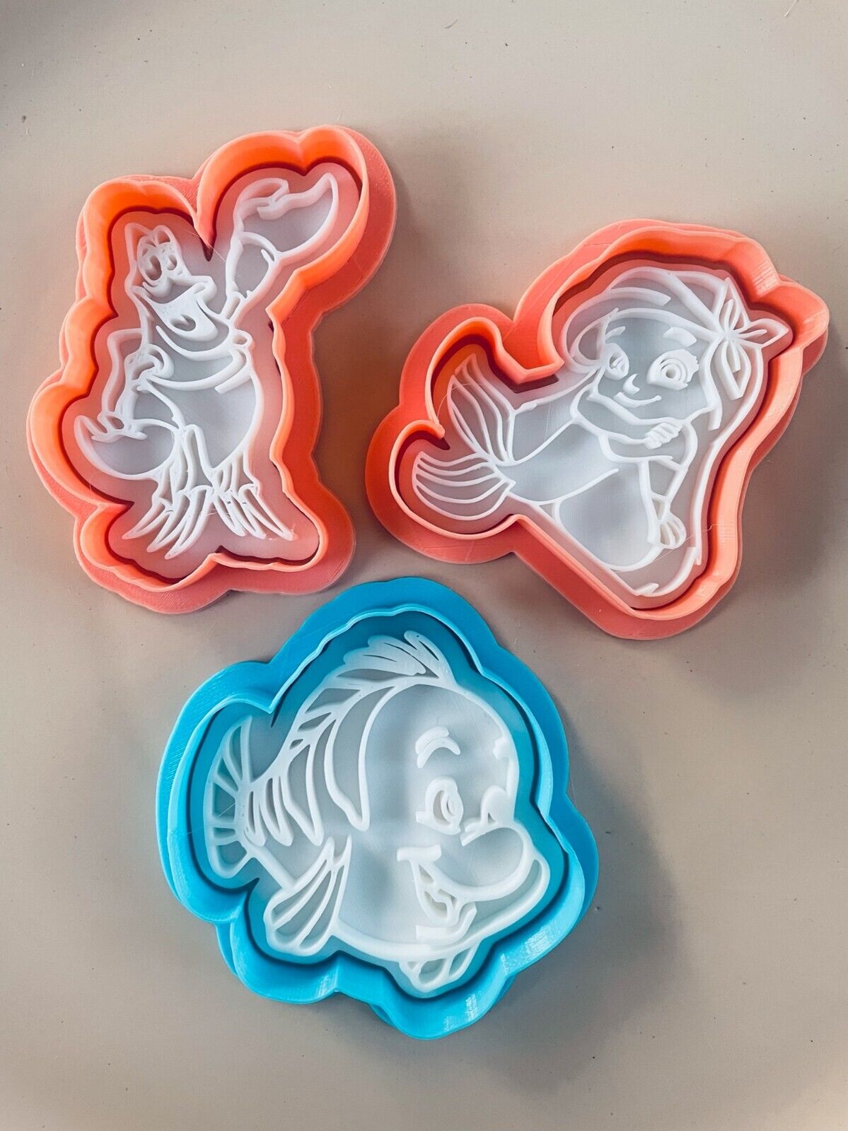 Mermaid Princess Cookie Cutter & Embosser Stamps Set Kids TV Movie Gaming