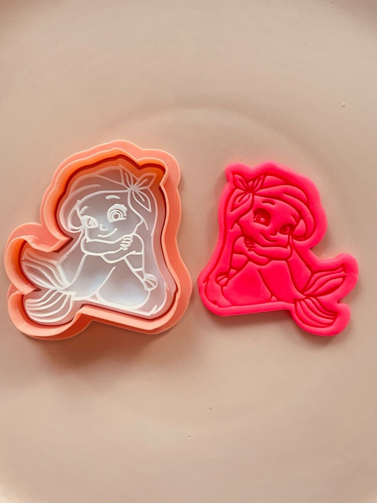 Mermaid Princess Cookie Cutter & Embosser Stamps Set Kids TV Movie Gaming