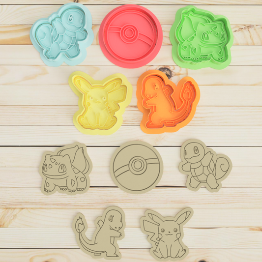 Pocket Monsters Cookie Cutter & Embosser Stamps Set