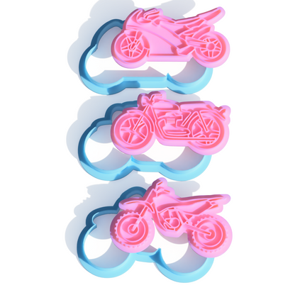 Motorbike Cookie Cutter and Embosser Stamp Transportation