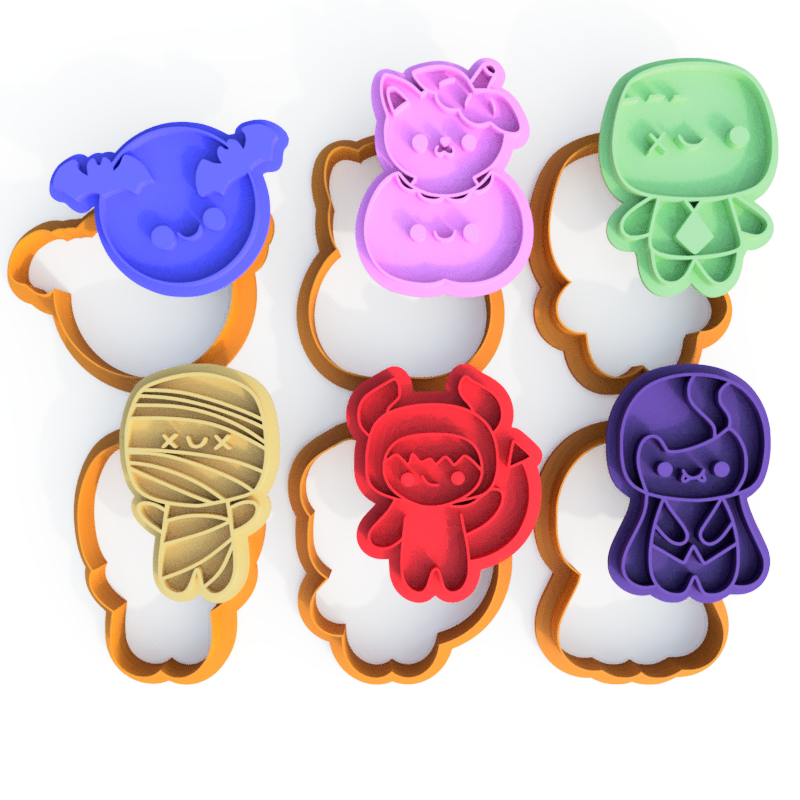 Halloween Creatures Cookie Cutter & Stamp Set Style 3