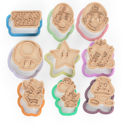 Plumber Hero Cookie Cutter & Embosser Stamps Set Kids TV Movie