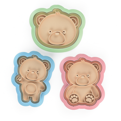 Teddy bear Set Cookie Cutter & Embosser Stamp  baby shower