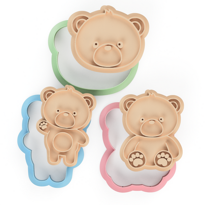 Teddy bear Set Cookie Cutter & Embosser Stamp  baby shower