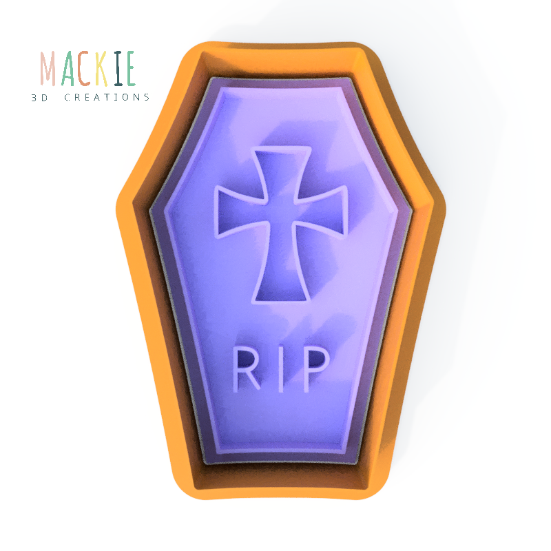 Coffin RIP Halloween Cookie Cutter and Embosser Stamp Set