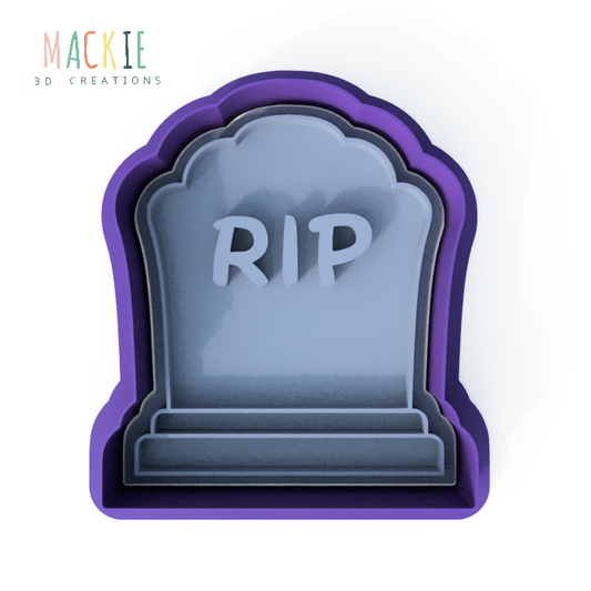 Rest in Pieces RIP Tombstone Halloween Cookie Cutter and Embosser Stamp Set V2