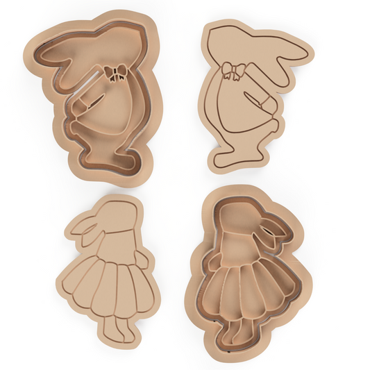 Mr. & Mrs. Easter Bunny Cookie Cutter and Embosser Stamp