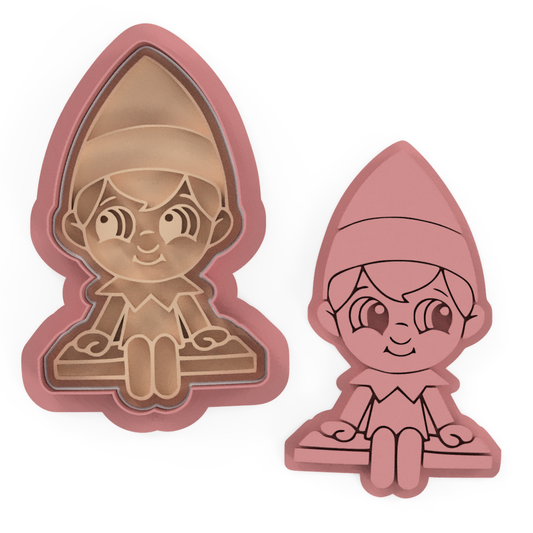 Elf Christmas Shelf Cookie Cutter and Embosser Stamp