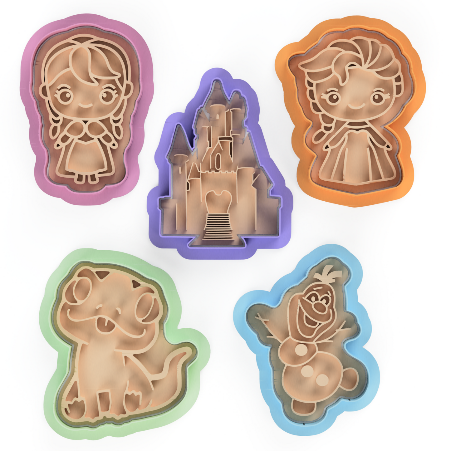 Frosty Adventure Cookie Cutter & Embosser Stamps Set - Animated Snow Theme  kids tv movie