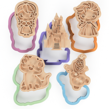 Frosty Adventure Cookie Cutter & Embosser Stamps Set - Animated Snow Theme  kids tv movie