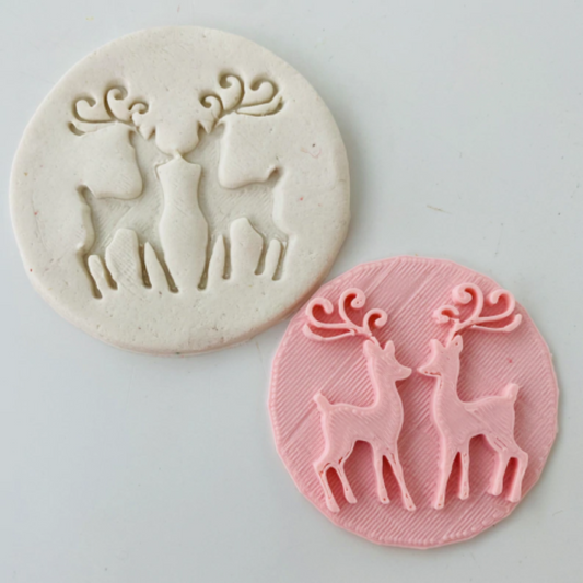 Reindeer christmas Cookie Biscuit Fondant Baking Cake Embosser and Cutter Set.