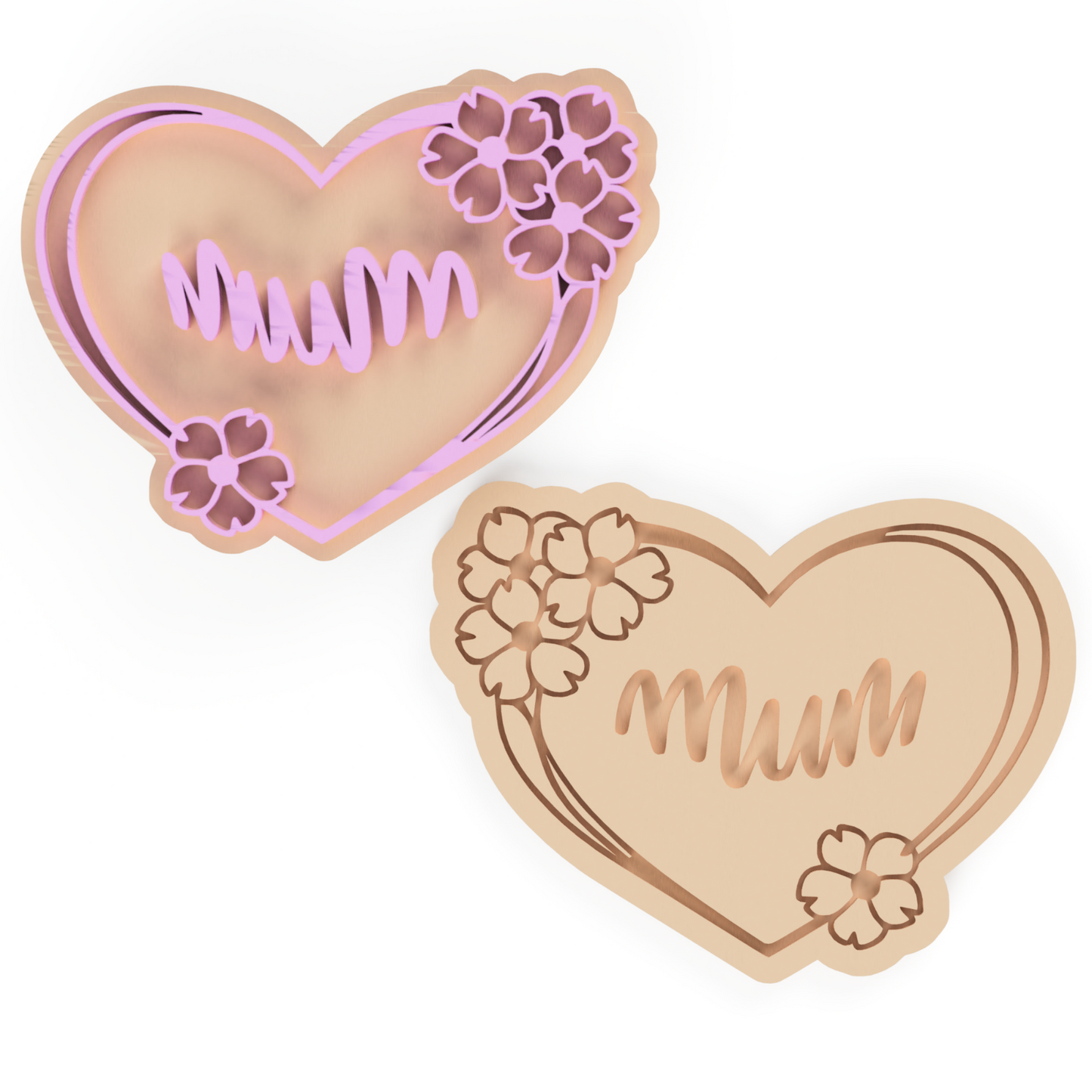 Mum Floral Heart Cookie Cutter & Stamp Mothers Day Flowers