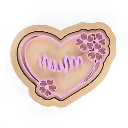 Mum Floral Heart Cookie Cutter & Stamp Mothers Day Flowers