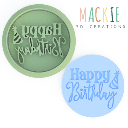 Happy Birthday Cookie Cutter & Embosser Stamp  Style 1