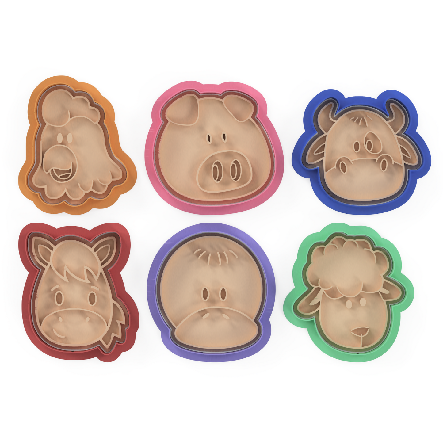 Farm Animals- Cookie Cutter And Embosser Stamp set