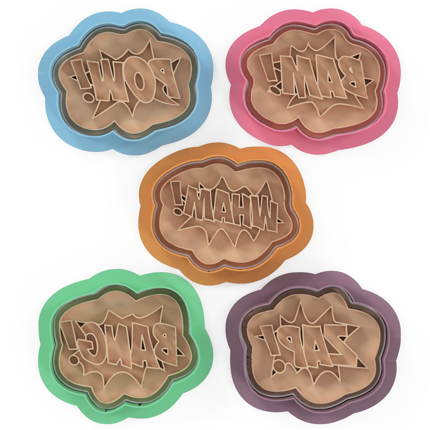 Sound Effect Cookie Cutters Stamp Embossers BAM! POW! ZAP! Superhero Pop Culture