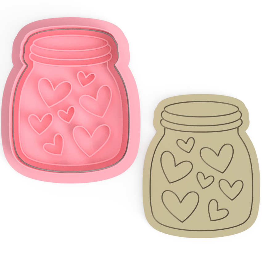 Jar of hearts Cookie Cutter and Embosser Stamp  Valentine's Day