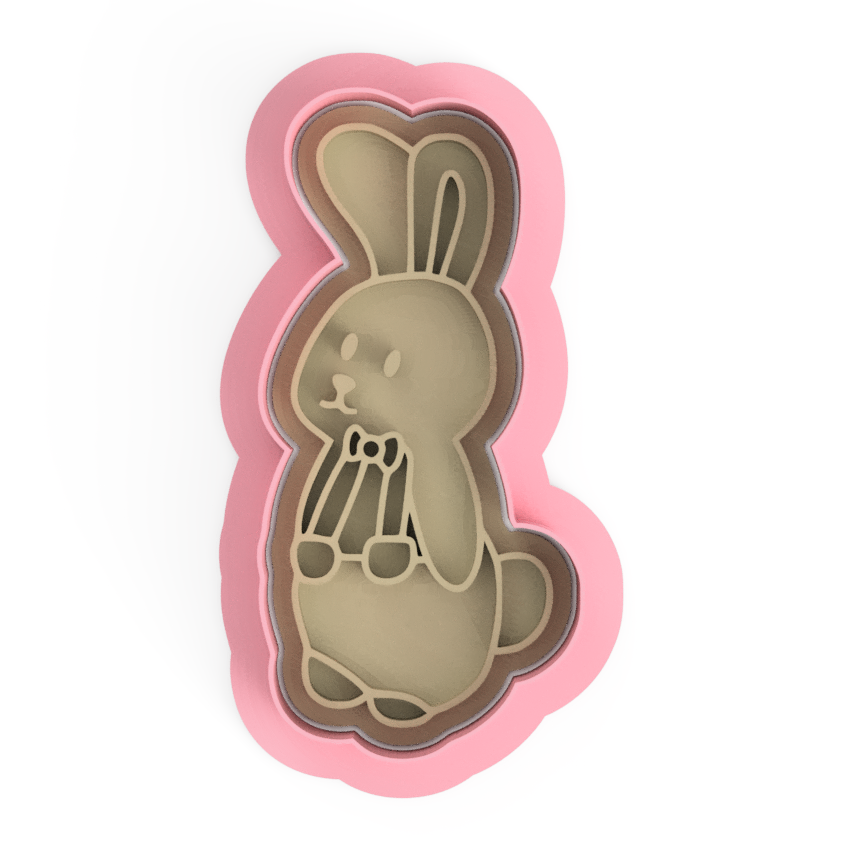 Vintage Bunnies Easter cookie cutter and embosser stamp