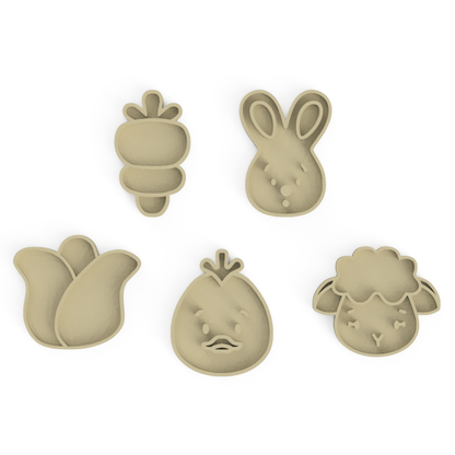 Easter Bunny & Friends Set 1 cookie cutter and embosser stamp