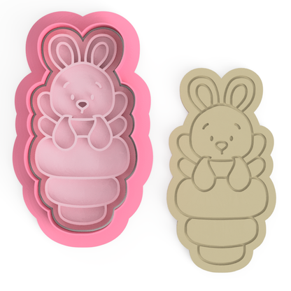 Easter Bunny Carrot cookie cutter and embosser stamp