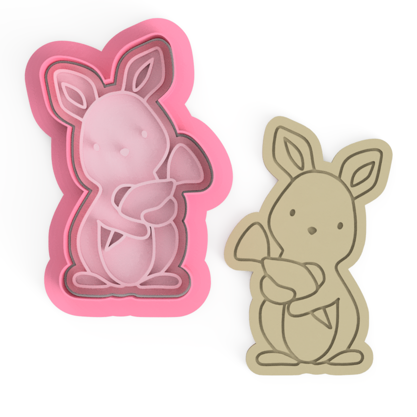 Easter Bunny  v2 cookie cutter and embosser stamp