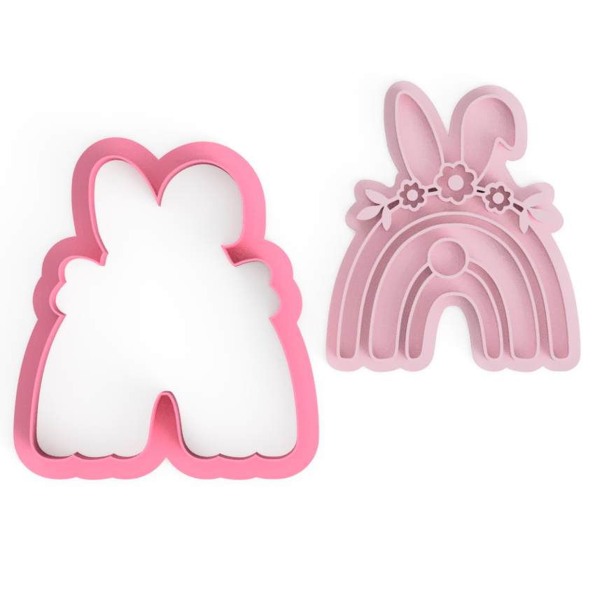 Easter Bunny Ears Rainbow cookie cutter and embosser stamp