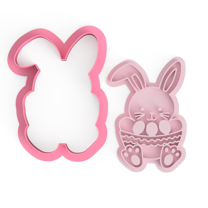 Easter Bunny Basket cookie cutter and embosser stamp