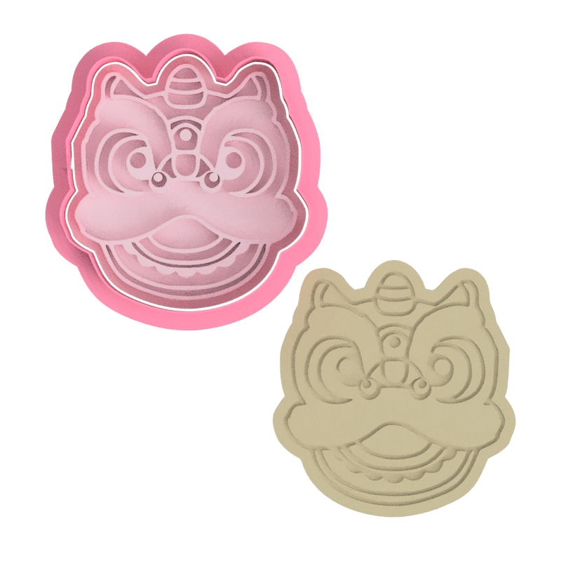 Barongsai (lion dance) Chinese New Year cookie cutter and embosser stamp