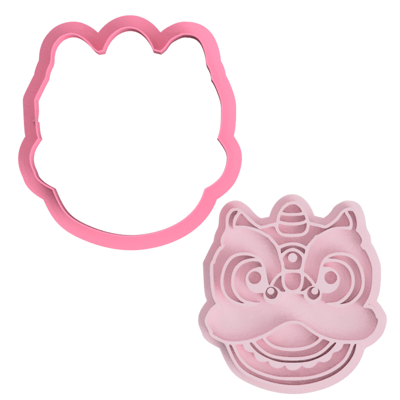 Barongsai (lion dance) Chinese New Year cookie cutter and embosser stamp