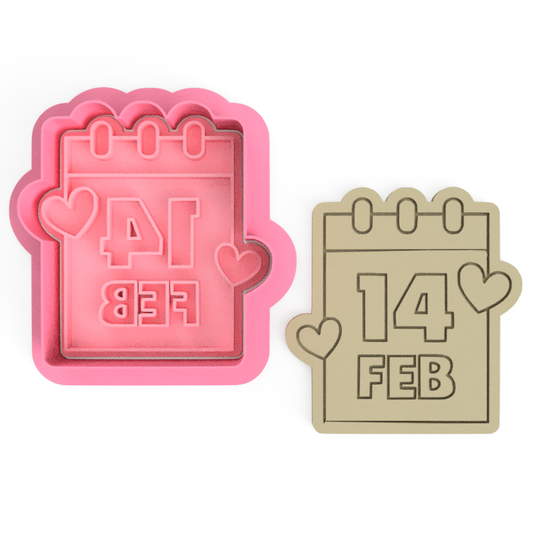 Calendar 14 Feb Cookie Cutter and Embosser Stamp Set Valentine's Day