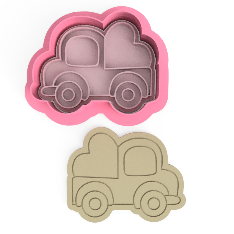 Love Truck Heart Cookie Cutter and Embosser Stamp Set Valentine's Day