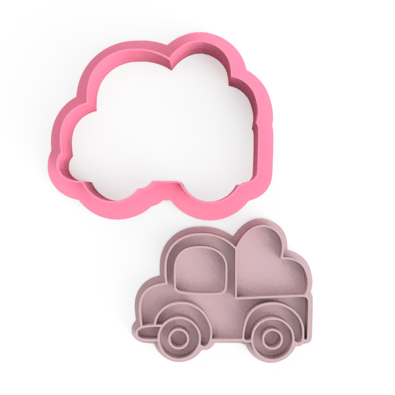 Love Truck Heart Cookie Cutter and Embosser Stamp Set Valentine's Day