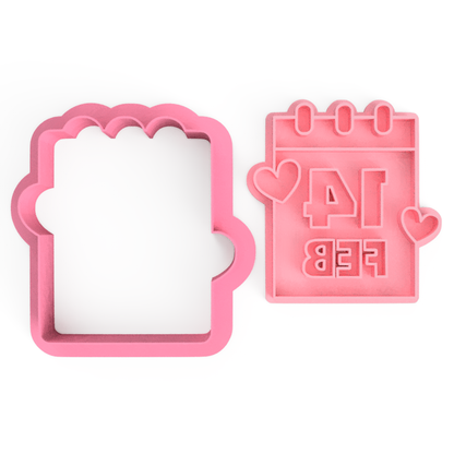 Calendar 14 Feb Cookie Cutter and Embosser Stamp Set Valentine's Day