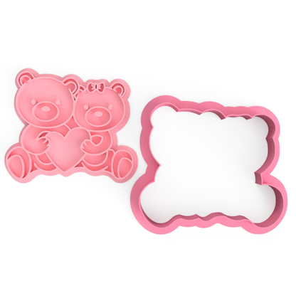 Bears Holding Hearts Cookie Cutter and Embosser Stamp Valentine's Day