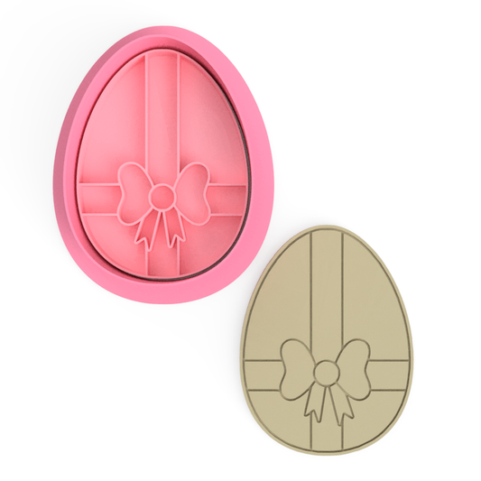 Easter Egg With Bow  cookie cutter and embosser stamp