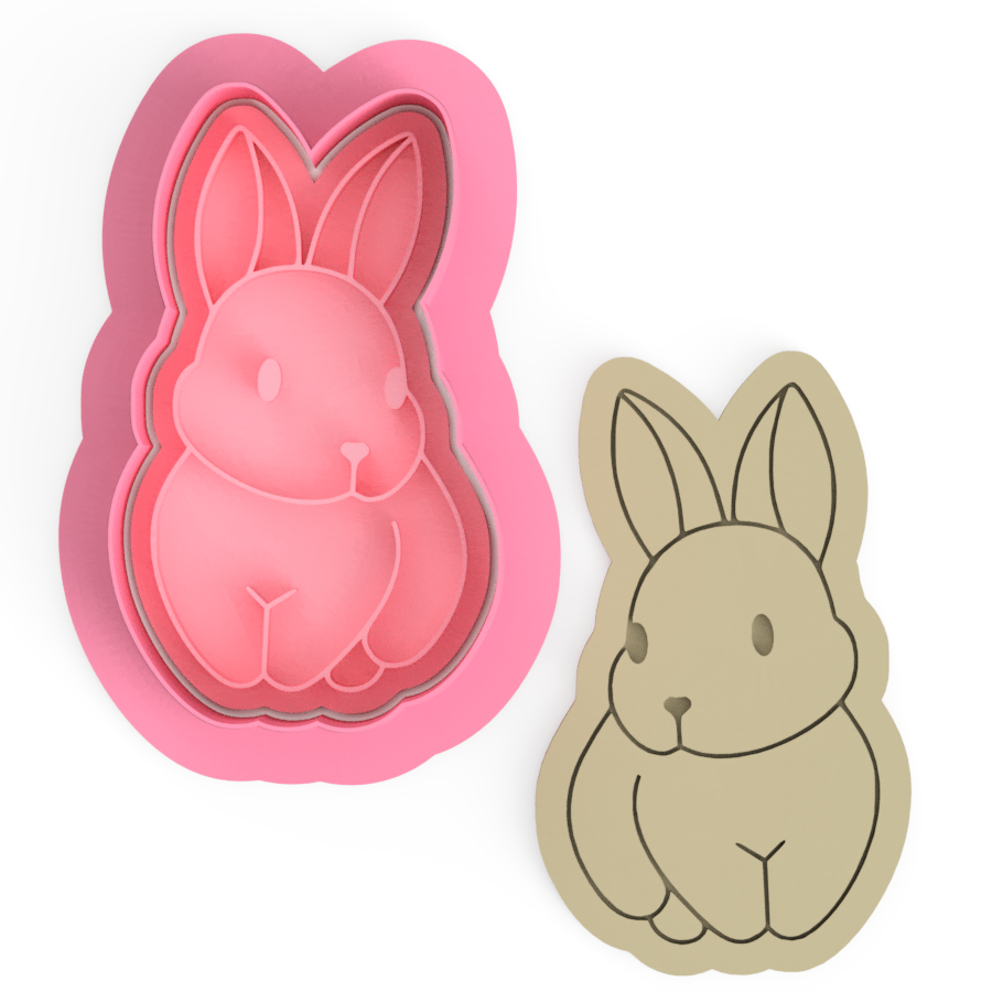 Easter Bunny V3 cookie cutter and embosser stamp